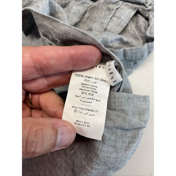 POTTERY BARN 100% Linen King Pillow‎ Shams Set of 2 EUC Gray
